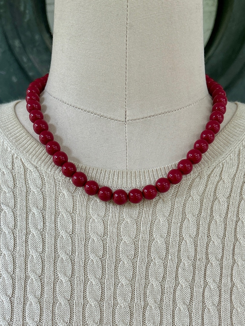 Trifari Cranberry Beaded Choker Necklace - Picture 2 of 4